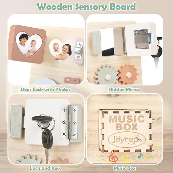 Joyreal Motorikbrett Montessori - Busy Board Activity Board Motorikboard Montessori Spielzeug Brett Motorikspielzeug Sensorik Board