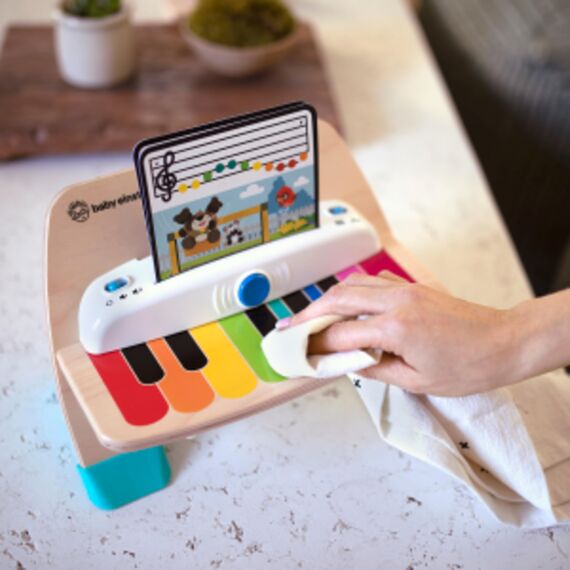 Baby Einstein, Hape, Holzspielzeug Magic Touch Piano , Musikspielzeug Klavier aus Holz für Kinder, Musikinstrumente mit 3 Notenblättern und 6 Liedern, Aktivität und Sensorisches Spielzeug, 6 Monaten+