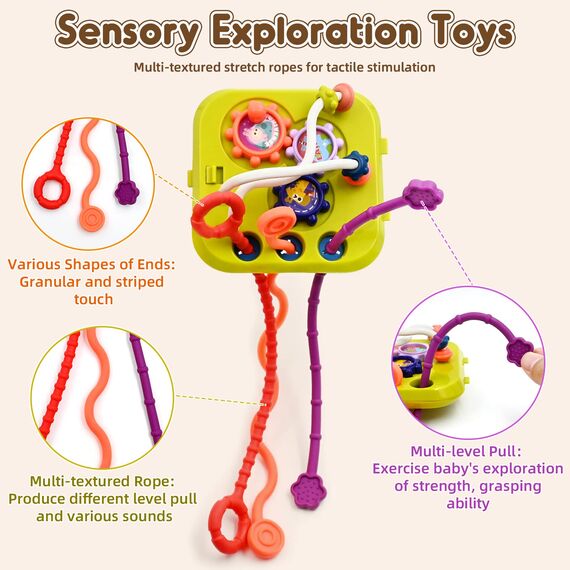 spielzeug ab 1 2 Jahr, 7 in 1 Montessori Babyspielzeug Motorikschleife Activity Center Motorikspielzeug Lernspielzeug Sensorik Sortierspiel Motorikwürfel kinderspielzeug für Junge Mädchen Geschenk