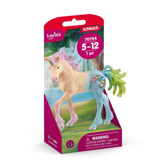 Schleich bayala - Einhorn Spielzeug für Mädchen und Jungen - Marshmallow-Einhorn Fohlen mit Edelsteinen - Rosa