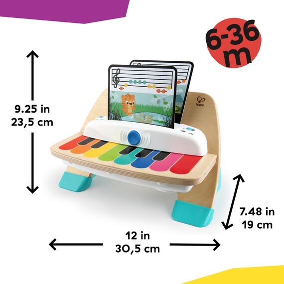 Baby Einstein, Hape, Holzspielzeug Magic Touch Piano , Musikspielzeug Klavier aus Holz für Kinder, Musikinstrumente mit 3 Notenblättern und 6 Liedern, Aktivität und Sensorisches Spielzeug, 6 Monaten+