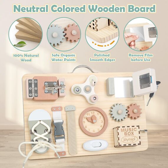 Joyreal Motorikbrett Montessori - Busy Board Activity Board Motorikboard Montessori Spielzeug Brett Motorikspielzeug Sensorik Board