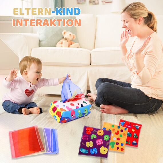 YOGINGO Baby Spielzeug 6 Monate - Tissue Box Montessori Sensorik Hohem Kontrast Spielsachen, Jungen & Mädchen Kinder Frühes Lernspielzeug Geschenke