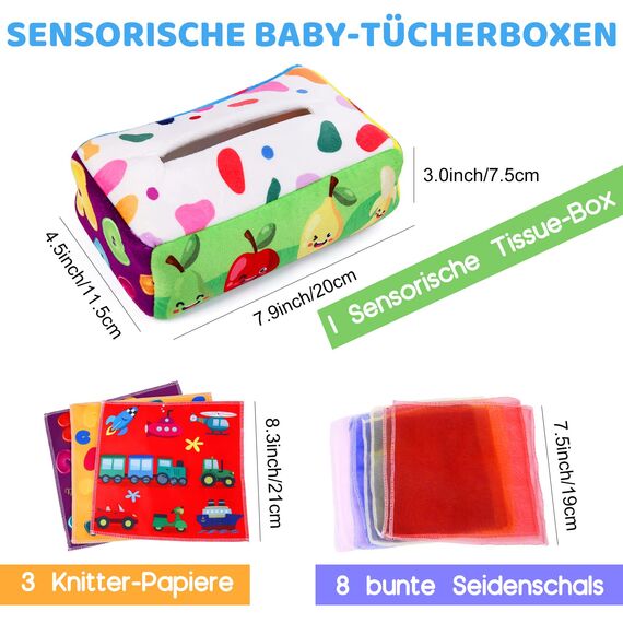 YOGINGO Baby Spielzeug 6 Monate - Tissue Box Montessori Sensorik Hohem Kontrast Spielsachen, Jungen & Mädchen Kinder Frühes Lernspielzeug Geschenke