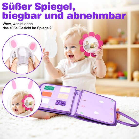 JHkim Montessori Busy Board Deutsch, Kinder Spielzeug ab 1 2 3 4 Jahre, Activity Board Busy Book, Geschenke für Junge Mädchen, Kinder Sensorik Lernspielzeug, Motorikbrett für Reise Auto Flugzeug