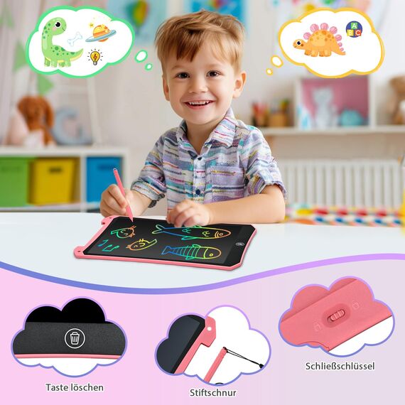 BlueSwan Maltafel Zaubertafel Reise Spielzeug für Unterwegs kinder 2 3 4 5 6+ jahre,10 zoll LCD Schreibtafel mit löschfunktion,Beschäftigung im Flugzeug Autofahrt Restaurant Kleinkind Geschenk,Rosa