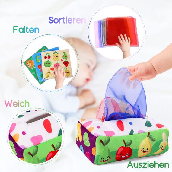 YOGINGO Baby Spielzeug 6 Monate - Tissue Box Montessori Sensorik Hohem Kontrast Spielsachen, Jungen & Mädchen Kinder Frühes Lernspielzeug Geschenke