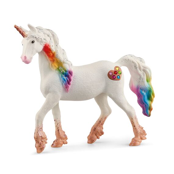 SCHLEICH 70726 Spielfigur -Regenbogeneinhorn, Stute bayala, Mehrfarbig & 70725 Spielfigur -Regenbogeneinhorn, Hengst bayala, Mehrfarbig