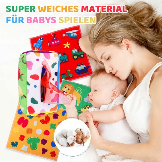 YOGINGO Baby Spielzeug 6 Monate - Tissue Box Montessori Sensorik Hohem Kontrast Spielsachen, Jungen & Mädchen Kinder Frühes Lernspielzeug Geschenke