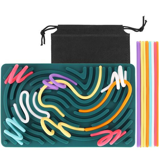 ddLUCK Sensorik Activity Board, Silikon Fidget Spielzeug für Autismus ADHS Stress Anxiety, Sensory Reise Toys Spiel für Kinder ab 3 Jahr & Erwachsene, mit Reisetasche & 20 Zubehör Schnüren