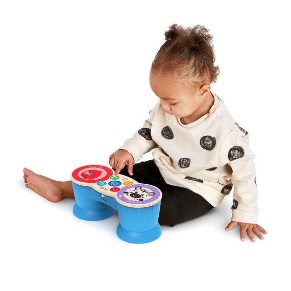 Baby Einstein 12610 Hape Upbeat Tunes Magic Touch Holztrommel, Musikspielzeug aus Holz, mit 6 Melodien, mehrfarbig
