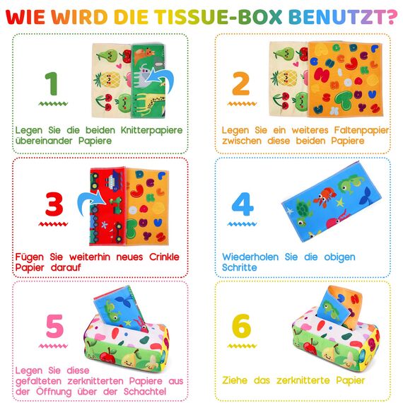 YOGINGO Baby Spielzeug 6 Monate - Tissue Box Montessori Sensorik Hohem Kontrast Spielsachen, Jungen & Mädchen Kinder Frühes Lernspielzeug Geschenke