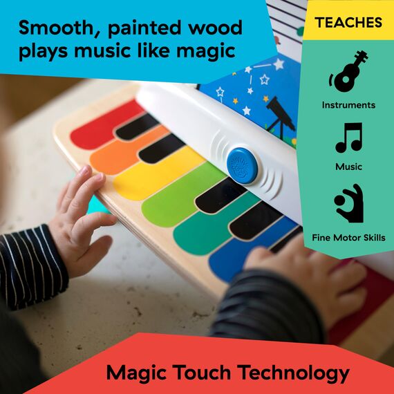 Baby Einstein, Hape, Holzspielzeug Magic Touch Piano , Musikspielzeug Klavier aus Holz für Kinder, Musikinstrumente mit 3 Notenblättern und 6 Liedern, Aktivität und Sensorisches Spielzeug, 6 Monaten+