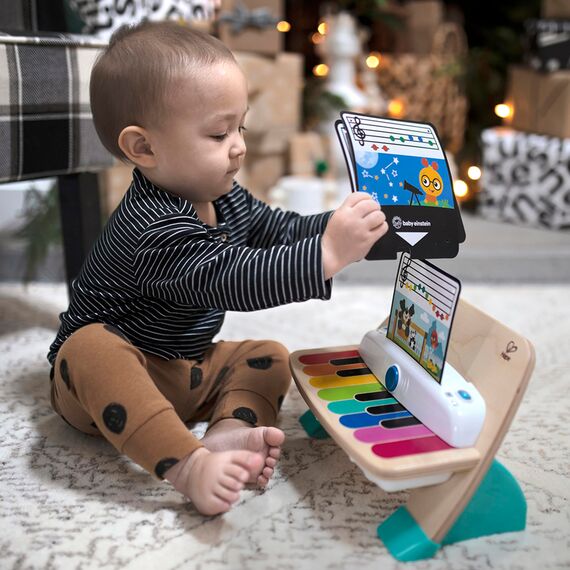 Baby Einstein, Hape, Holzspielzeug Magic Touch Piano , Musikspielzeug Klavier aus Holz für Kinder, Musikinstrumente mit 3 Notenblättern und 6 Liedern, Aktivität und Sensorisches Spielzeug, 6 Monaten+