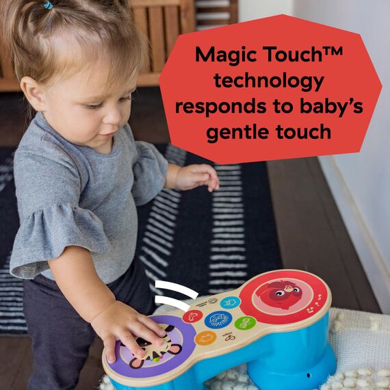Baby Einstein 12610 Hape Upbeat Tunes Magic Touch Holztrommel, Musikspielzeug aus Holz, mit 6 Melodien, mehrfarbig