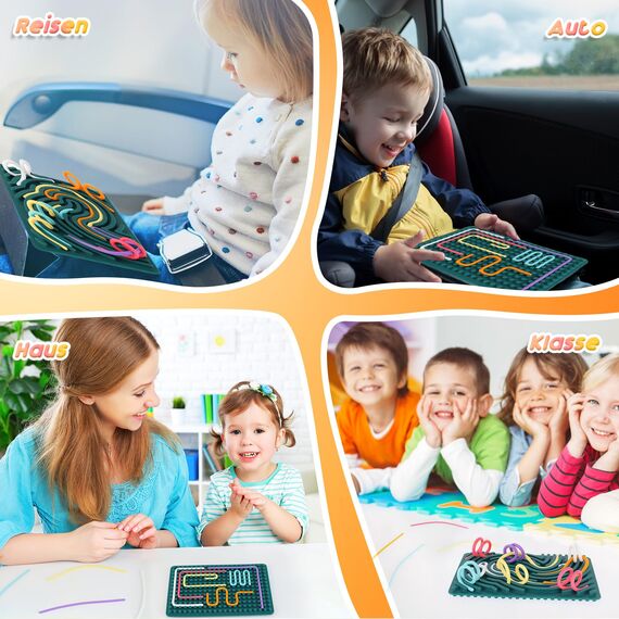 ddLUCK Sensorik Activity Board, Silikon Fidget Spielzeug für Autismus ADHS Stress Anxiety, Sensory Reise Toys Spiel für Kinder ab 3 Jahr & Erwachsene, mit Reisetasche & 20 Zubehör Schnüren