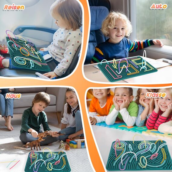 ddLUCK Extra Groß Sensorik Activity Board, 29.5 x 20 cm Silikon Fidget Spielzeug zur ADHS Autismus Stress Anxiety, Sensory Reise Toys Spiel mit 40 Stäbe für Kinder ab 3 Jahr & Erwachsene