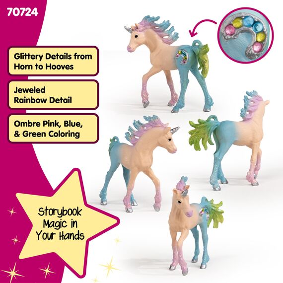 Schleich bayala - Einhorn Spielzeug für Mädchen und Jungen - Marshmallow-Einhorn Fohlen mit Edelsteinen - Rosa