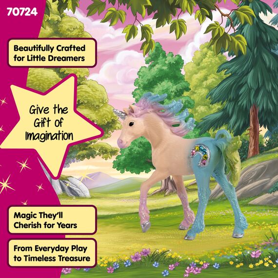 Schleich bayala - Einhorn Spielzeug für Mädchen und Jungen - Marshmallow-Einhorn Fohlen mit Edelsteinen - Rosa