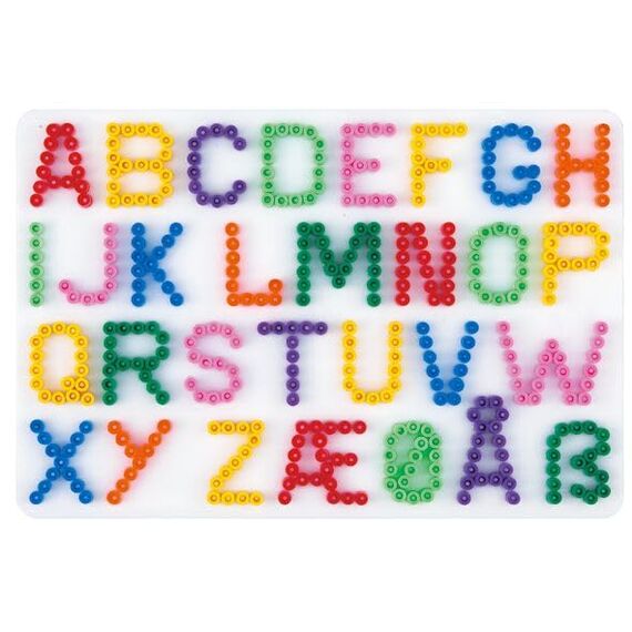 Hama Perlen 4455 Stiftplatten 2er Set für Midi Bügelperlen mit Durchmesser 5 mm, Buchstaben und Zahlen in weiß, kreativer Bastelspaß für Groß und Klein