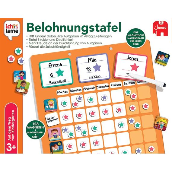 Jumbo Ich lerne Belohnungstafel, für bis zu 3 Kinder. Ab 3 Jahren