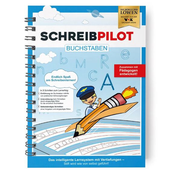 Schreibpilot Schreiblernheft Buchstaben von A-Z für Kinder – Übungsbuch mit patentierten Rillen zum Nachfahren – Von Lehrern & Pädagogen entwickelt – Schulkonform & mehrfach nutzbar