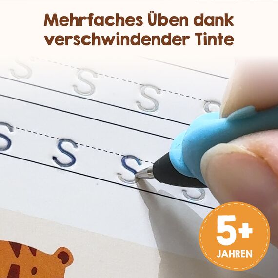 Edubini Magische Vorschule Übungshefte ab 5 Jahren für Junge & Mädchen - [Heft + Stift] - Wiederverwendbare Schreiblernhefte für Vorschule - Zeichnen lernen