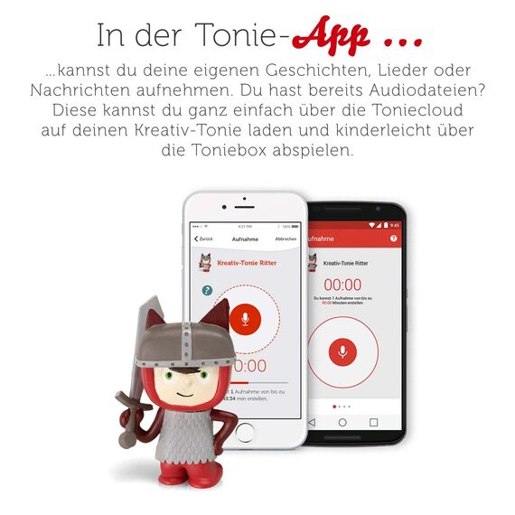 tonies Hörfiguren für Toniebox, Kreativ Ritter, zum Selbstbespielen, 90 Minuten Speicher für eigene Aufnahmen, Musik oder Gute-Nacht-Geschichten, geeignet für Kinder ab 3 Jahren