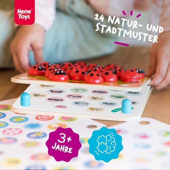 Nene Toys Erweiterungsset [Die Entdecker] - 24 Zusatzmotive zum Thema Natur und Stadt für das Marienkäfer-Garten Spiel - Förderung der Kognitiven Entwicklung - Ideal für Kinder ab 3 Jahren