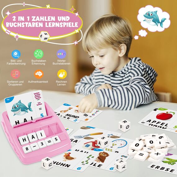Joozmui Buchstaben Lernen Spiele, Montessori Spielzeug ab 3-8 Jahre, Zahlen und Buchstaben Lernen Set, Lernspiele für Kinder, Geschenk Einschulung für Mädchen und Junge