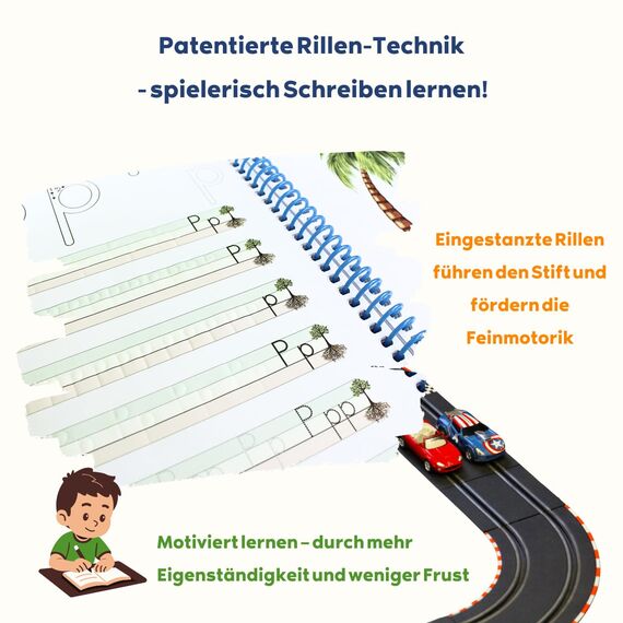 Schreibathlet Schreiblernheft, Schreibpilot Buchstaben Linkshänder