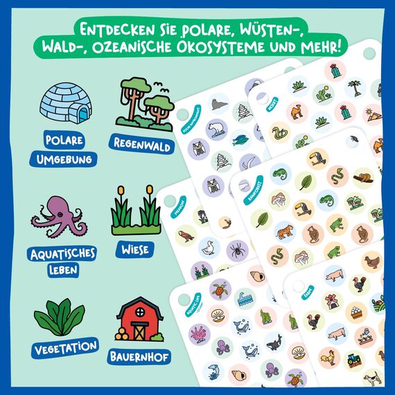 Nene Toys Marienkäfer-Garten Erweiterung [Naturabenteuer] - 24 Zusatzkarten mit Verschiedenen Ökosystemen und Tierwelt - Pädagogisches Spiel für Kinder ab 3 Jahren