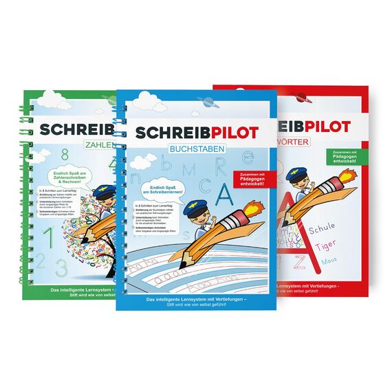 SCHREIBPILOT Schreiblernheft für ABC-Schützen mit vorgeprägten Buchstaben -Sonder-Edition Johannes Gutenberg | Lernsystem entwickelt von Lehrern, Professoren und Schülern