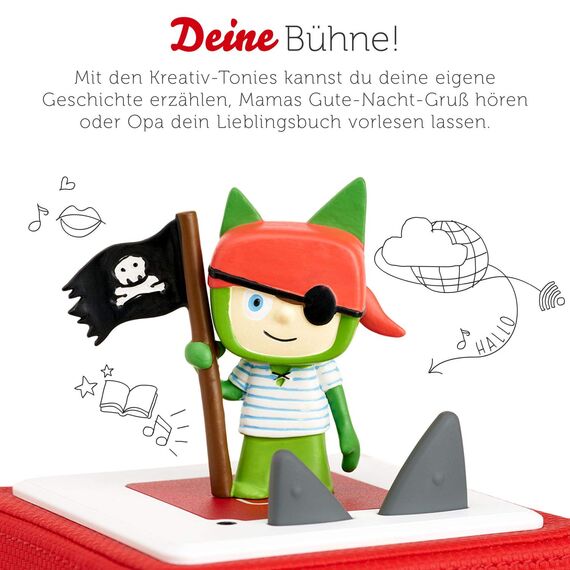 tonies Hörfiguren für Toniebox, Kreativ Pirat, zum Selbstbespielen, 90 Minuten Speicher für eigene Aufnahmen, Musik oder Gute-Nacht-Geschichten, geeignet für Kinder ab 3 Jahren