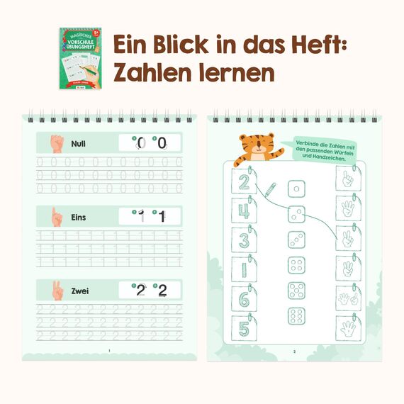 Edubini Magische Vorschule Übungshefte ab 5 Jahren für Junge & Mädchen - [Heft + Stift] - Wiederverwendbare Schreiblernhefte für Vorschule - Zahlen lernen