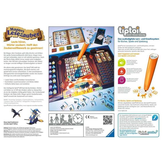 Ravensburger tiptoi Spiel 00511 Magors Lesezauber - Lernspiel ab 5 Jahren, Laute - Buchstaben - Wörter: in DREI Schwierigkeitsstufen