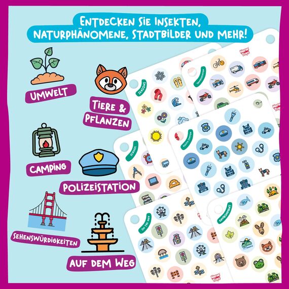 Nene Toys Erweiterungsset [Die Entdecker] - 24 Zusatzmotive zum Thema Natur und Stadt für das Marienkäfer-Garten Spiel - Förderung der Kognitiven Entwicklung - Ideal für Kinder ab 3 Jahren