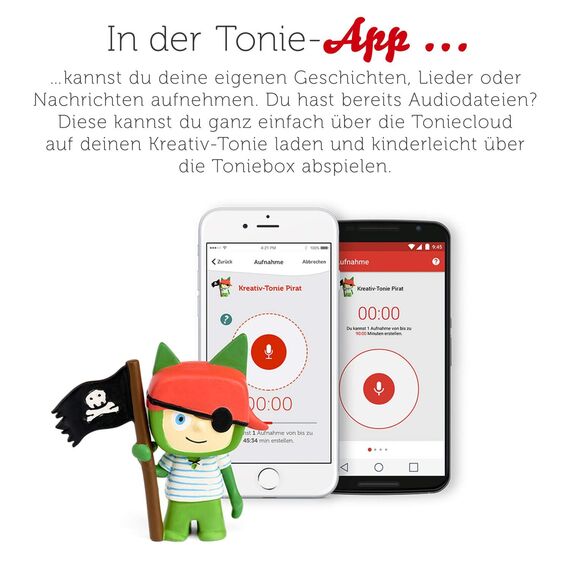 tonies Hörfiguren für Toniebox, Kreativ Pirat, zum Selbstbespielen, 90 Minuten Speicher für eigene Aufnahmen, Musik oder Gute-Nacht-Geschichten, geeignet für Kinder ab 3 Jahren