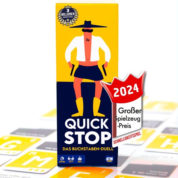 ATM Gaming Quickstop - Das Buchstaben-Duell - Kartenspiel für Jugendliche und Erwachsene - Schnell und Verrückt - 2 bis 7 Spieler - Kartenspiel ab 10 Jahren - Familienspiel