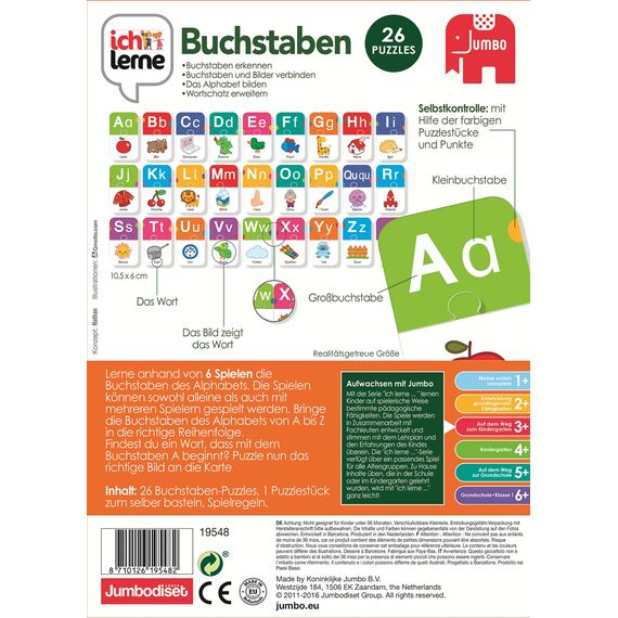 Jumbo Spiele Ich lerne Buchstaben - Lernspiele ab 3 Jahren - Buchstaben Spiel Kindergarten (Packung mit 2)