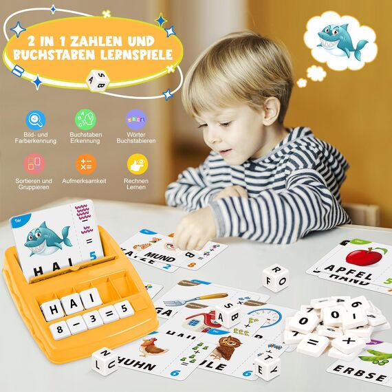 Joozmui Buchstaben Lernen Lernspiele ab 3 4 5 6 7 8 Jahre, Kinderspielzeug ab 3-8 Jahre Lesen Lernen Montessori Spielzeug ab 3-8 Jahre Junge Einschulung Geschenk