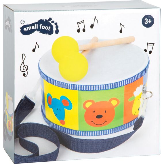 small foot Trommel mit Trommelstöcken aus Holz, mit verstellbarem Gurt, Musikinstrument für Kinder, ab 3 Jahren, 3315