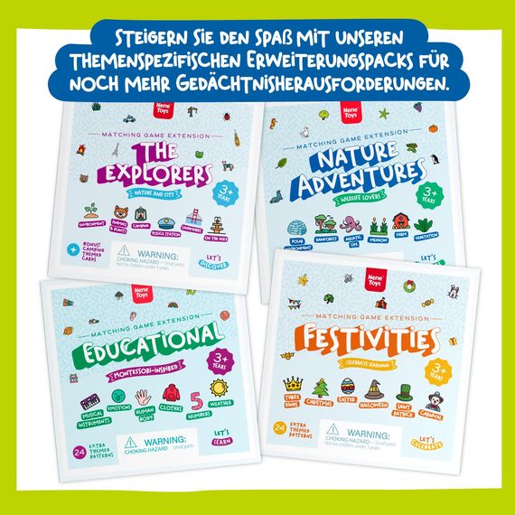 Nene Toys Marienkäfer-Garten, Gedächtnisspiel aus FSC® Holz für Kinder ab 3 Jahren – Pädagogisches Brettspiel mit 10 lustigen Mustern – Montessori Memo-Spiel – Geschenk Jungen Mädchen ab 3 4 5 Jahren