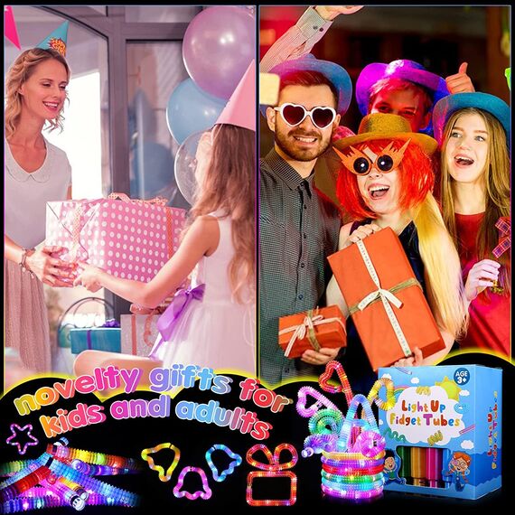 Piucrty Mitgebsel Kindergeburtstag Pop Tubes Leuchtend 8Pcs Gastgeschenke Kleinigkeiten Party Beschäftigung Gadgets Tombola Preise Kinder Knicklichter Give Aways Leuchtstäbe Kleine Geschenke