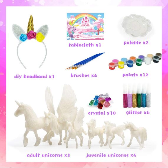 whatstem DIY Malerei Einhorn Kit Kunst und Handwerk Set für Kinder oder Mädchen Dekorieren und Zeichnen 3D Spielzeug für Kinder Geschenk(6 Einhörner)