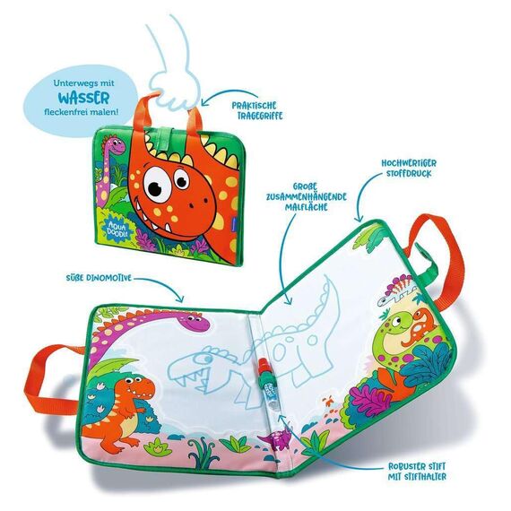 Ravensburger 4566 Aquadoodle Travel Dino - Erstes Malen für unterwegs - Fleckenfreier Malspaß mit Wasser - Reiseset für Kinder ab 18 Monaten