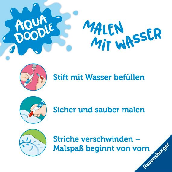 Ravensburger 4565 Aquadoodle Animals - Erstes Malen für Kinder ab 18 Monate - Malset für fleckenfreien Malspaß mit Wasser - inklusive Matte und Stift
