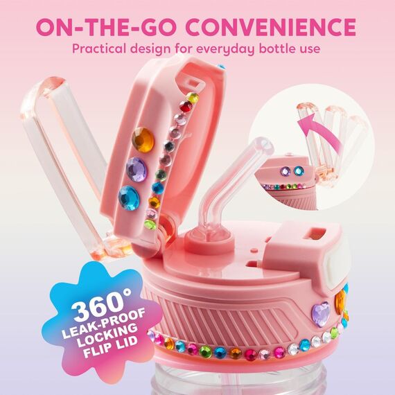 Klever Kits Kreatives Bastelspielzeug-Set,Wasserflaschen-Dekorationmit Einhorn für Kinder,Kunst und Bastel Geschenksets für Mädchen im Alter von 6,7,8,9,10,11,12Jahren,Geburtstagsgeschenk