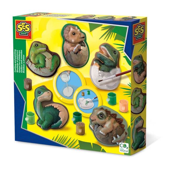 SES Creative 01411 Dinosaur Gießen und Anmalen-Dino-Eier, Multi, Mittel