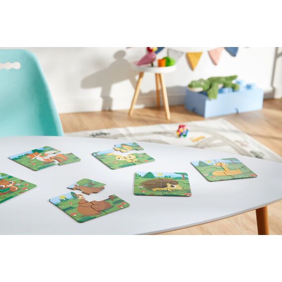 Lisciani - CAROTINA BABY - Baby Puzzle - Der Wald - Puzzle ab 2 Jahren - Montessori Spielzeug 2 Jahren - 6 Lernpuzzles mit Tieren (4 Teile je Puzzle) - Für Kinder